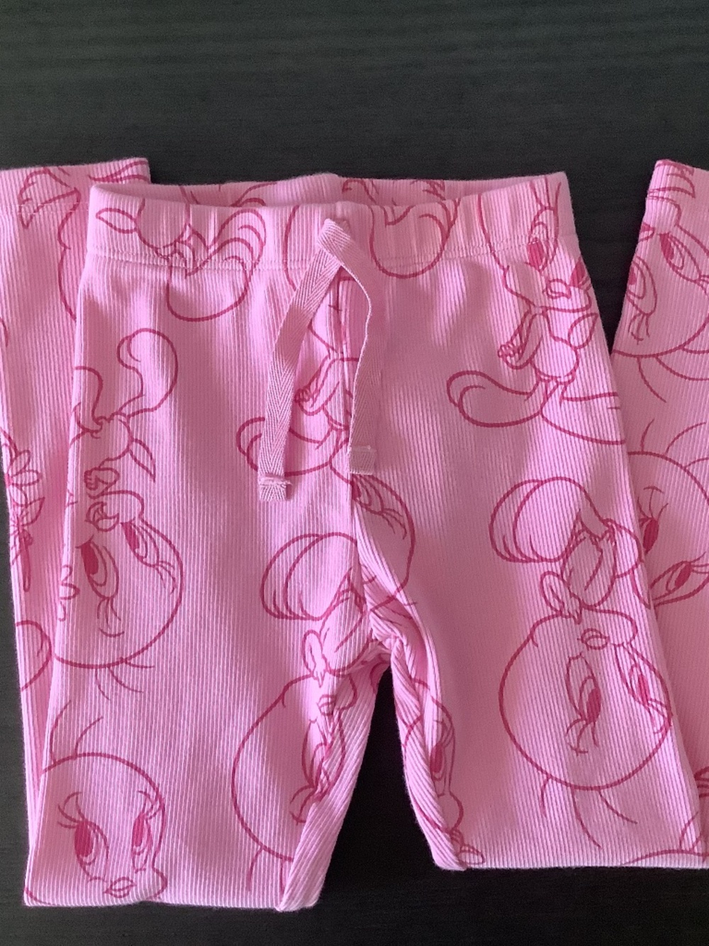 New Zara Girls Looney Tunes Tweety Bird leggings Size 4-5 Kids Ribbed Pink